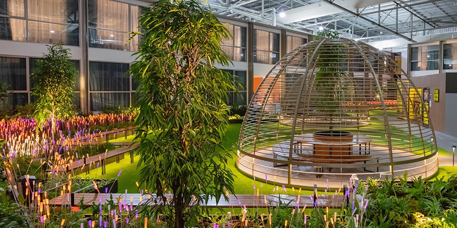 Indoor courtyard at Connect@Changi