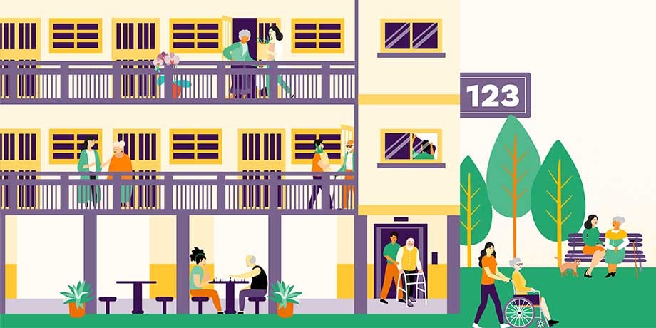 Care team at work in HDB estate Care team at work in HDB estate