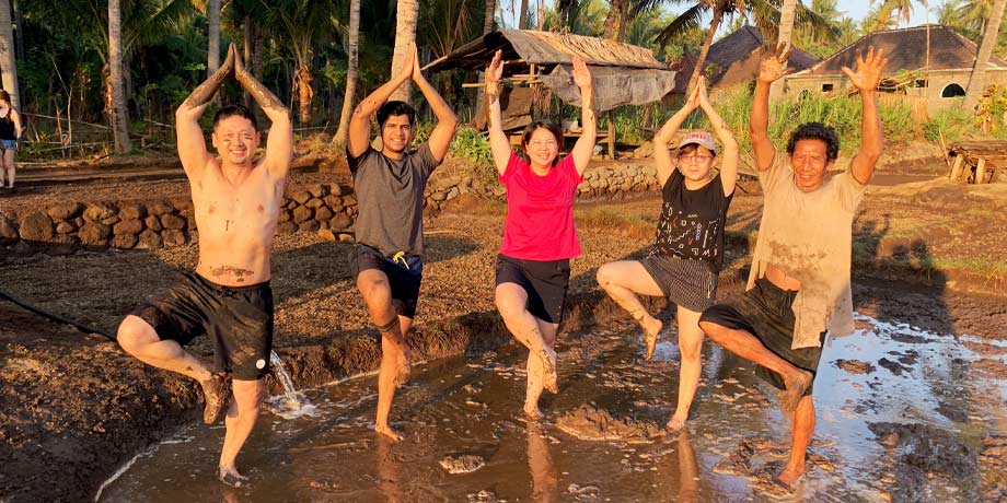 Team having fun during salt farming