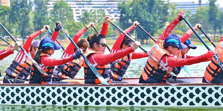 Michelle at dragon boat training