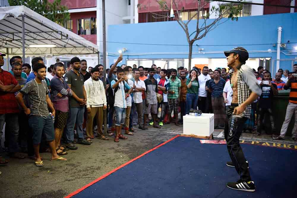 Migrant worker dancing