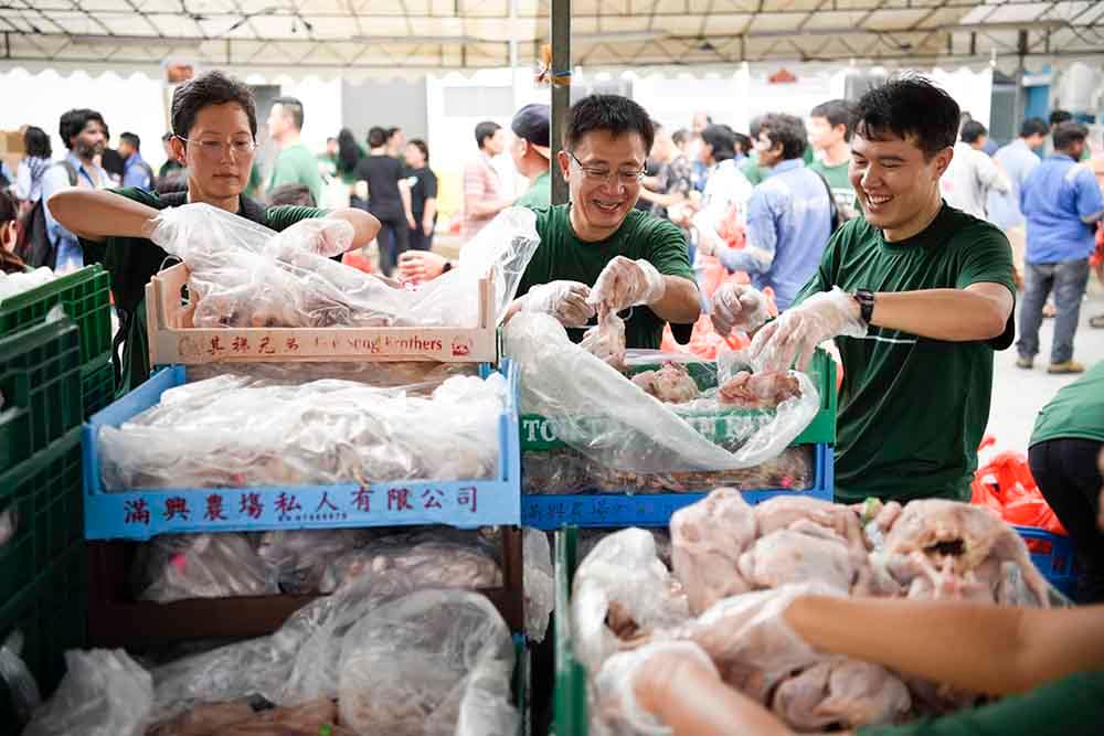 PCS volunteers packing