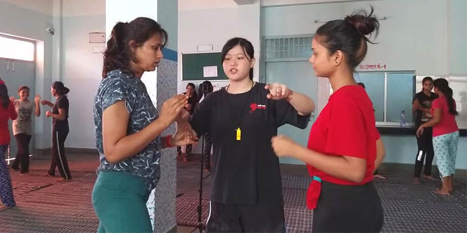 Qin training young women in Bihar, India