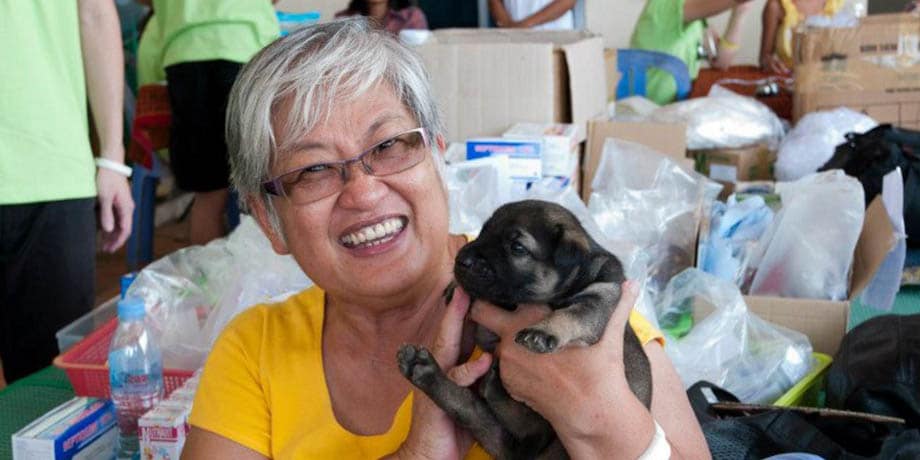 Woman doing volunteer work in Cambodia